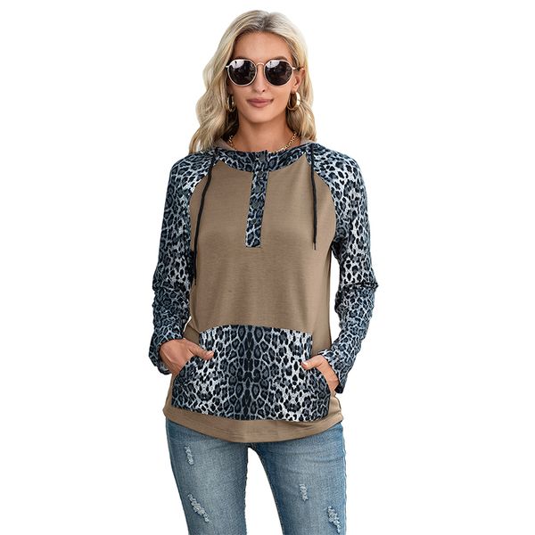 women casual leopard print hoodies loose long sleeve drawstring sweatshirt pullover, Black
women casual leopard print hoodies loose long sleeve drawstring sweatshirt pullover, Black