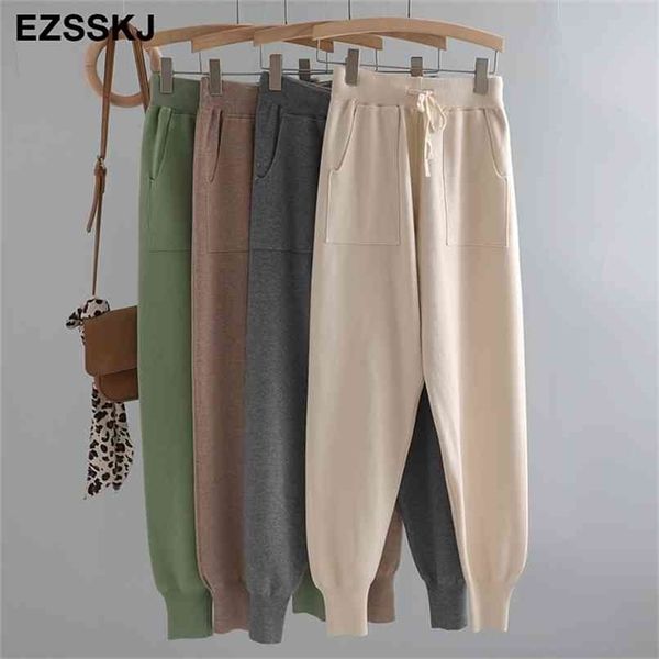 women elastic waist drawstring trousers thick knitted harem pants autumn winter sport swear women's bottoms 210915, Black;white
women elastic waist drawstring trousers thick knitted harem pants autumn winter sport swear women's bottoms 210915, Black;white