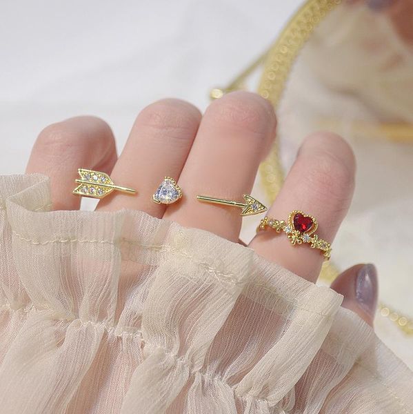 cluster rings delicate jewelry 14k real gold adjustable crystal heart for women luxury pink cubic zircon arrow, Golden;silver
cluster rings delicate jewelry 14k real gold adjustable crystal heart for women luxury pink cubic zircon arrow, Golden;silver
