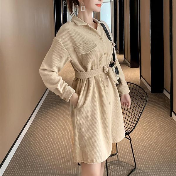 casual dresses vintage women corduroy dress autumn elegant long sleeve single breasted belt tunic d73 mini causal loose ladies vestidos j2jk, Black;gray
casual dresses vintage women corduroy dress autumn elegant long sleeve single breasted belt tunic d73 mini causal loose ladies vestidos j2jk, Black;gray