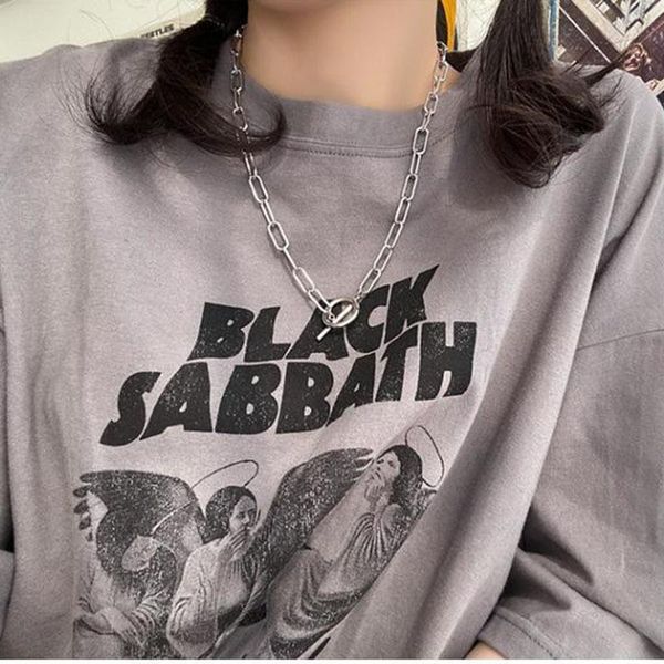 chains korea minimalist metal ring t-buckle charm statement short punkchoker necklace for women steampunk jewelry kpop, Silver
chains korea minimalist metal ring t-buckle charm statement short punkchoker necklace for women steampunk jewelry kpop, Silver