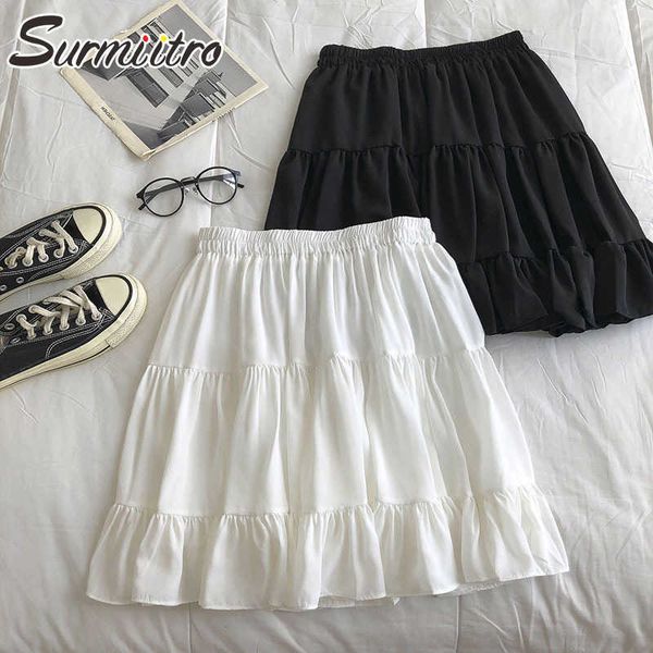 surmiitro summer mini skirt women korean style white black chiffon ruffles a line high waist sun skirt female with lining 210712
surmiitro summer mini skirt women korean style white black chiffon ruffles a line high waist sun skirt female with lining 210712