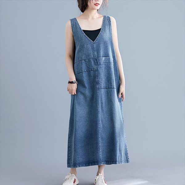0405 denim plus size casual womens dress vintage sleeveless big pockets loose retro jeans natural female v neck vestidos, Black;gray
0405 denim plus size casual womens dress vintage sleeveless big pockets loose retro jeans natural female v neck vestidos, Black;gray