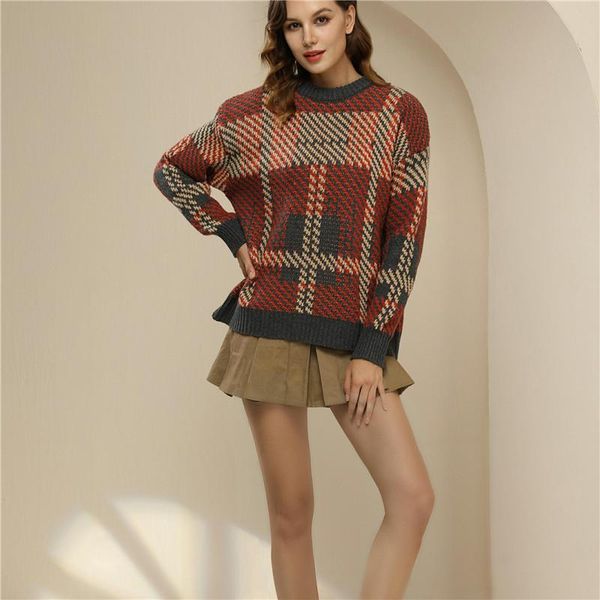 women's sweaters women’s casual long sleeved loose plaid sweater fashion contrast color round neck knitwear autumn winter knittin, White;black
women's sweaters women’s casual long sleeved loose plaid sweater fashion contrast color round neck knitwear autumn winter knittin, White;black