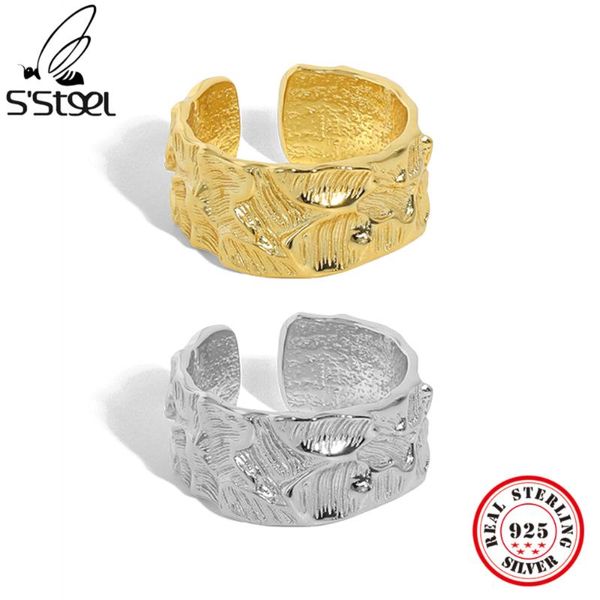 cluster rings s'steel sterling silver 925 simple concave convex texture opening ring for women design personalized gothic adjustable je, Golden;silver
cluster rings s'steel sterling silver 925 simple concave convex texture opening ring for women design personalized gothic adjustable je, Golden;silver