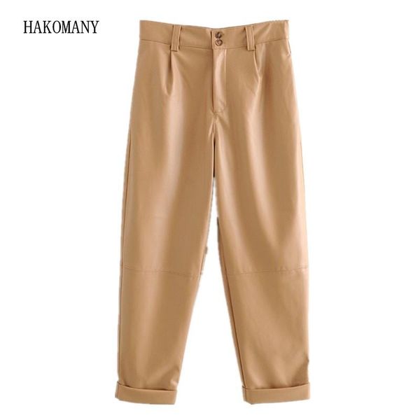 autumn vintage pu leather harem pants mum streetwear woman high waist long cuff roll up trousers women's & capris, Black;white 
autumn vintage pu leather harem pants mum streetwear woman high waist long cuff roll up trousers women's & capris, Black;white