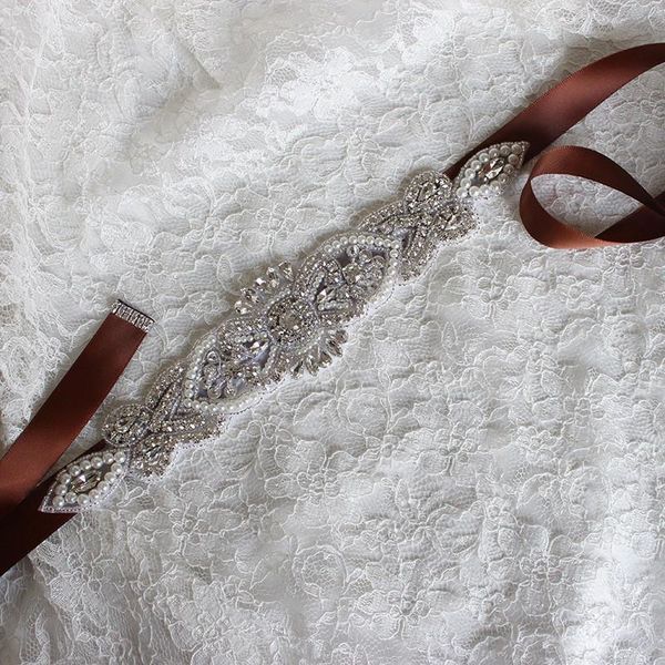 wedding sashes handmade luxury crystal bridal belt with brown ribbon rhinestone sash for dresses bridesmaid accessories, White
wedding sashes handmade luxury crystal bridal belt with brown ribbon rhinestone sash for dresses bridesmaid accessories, White