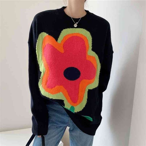 autumn and winter retro round neck pullover hit color big flowers loose casual all-match warm knitted sweater women hk115 210506, White
autumn and winter retro round neck pullover hit color big flowers loose casual all-match warm knitted sweater women hk115 210506, White