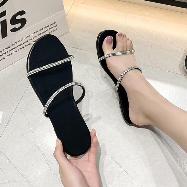 summer women sandals fashion big size one-line rhinestone square head flat women's sandalias plus mujer slippers, Black
summer women sandals fashion big size one-line rhinestone square head flat women's sandalias plus mujer slippers, Black