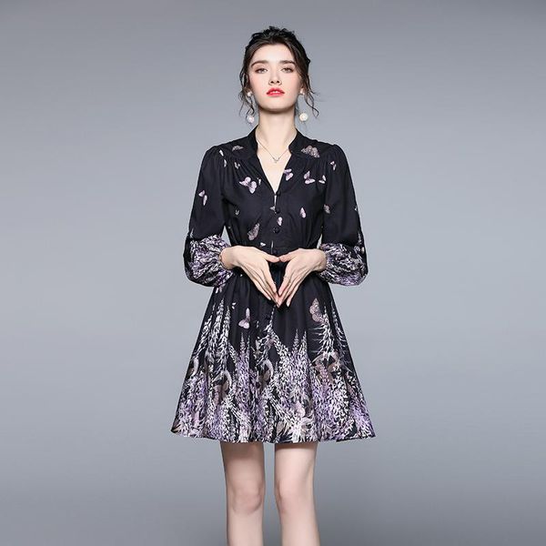 casual dresses 2021 v-neck printed shirt mini dress women autumn retro lantern sleeve office slim a-line pleated high waist party frock, Black;gray
casual dresses 2021 v-neck printed shirt mini dress women autumn retro lantern sleeve office slim a-line pleated high waist party frock, Black;gray