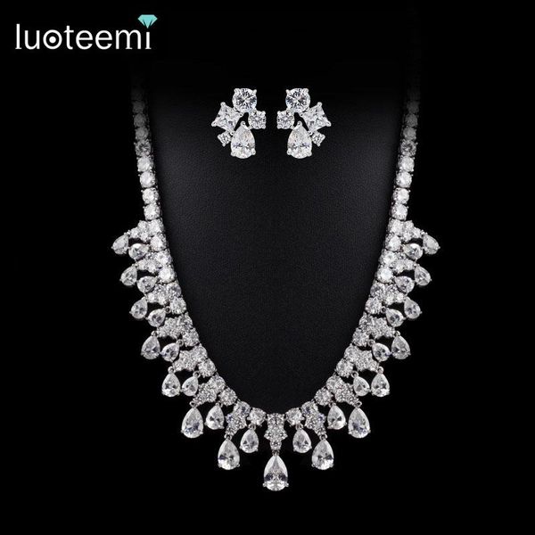 earrings & necklace luoteemi fashion women beautiful clear waterdrop cubic zirconia for luxury quality wedding cz jewelry sets, Silver
earrings & necklace luoteemi fashion women beautiful clear waterdrop cubic zirconia for luxury quality wedding cz jewelry sets, Silver