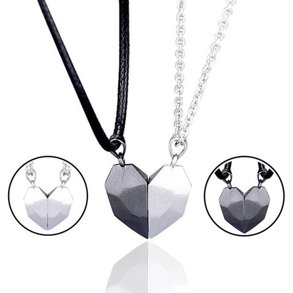 pendant necklaces 2pcs magnetic couple necklace lovers heart distance faceted charm women valentine's day gift, Silver
pendant necklaces 2pcs magnetic couple necklace lovers heart distance faceted charm women valentine's day gift, Silver