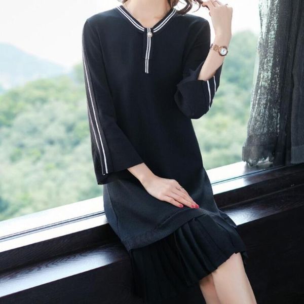 casual dresses spring women fashion knit dress bowknot seven-point flare sleeve lady color block black/stripe, Black;gray
casual dresses spring women fashion knit dress bowknot seven-point flare sleeve lady color block black/stripe, Black;gray