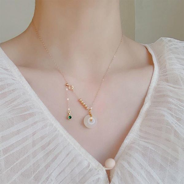 pendant necklaces and tian yuzhu necklace female peace buckle collarbone chain jade niche design cool style jewelry, Silver
pendant necklaces and tian yuzhu necklace female peace buckle collarbone chain jade niche design cool style jewelry, Silver