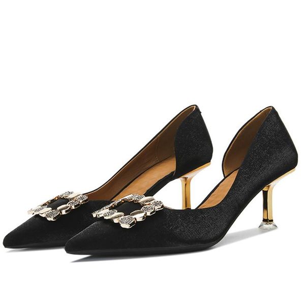 fashion thin heels women pumps pointed toe metal decoration dress elegant wedding party work office shallow shoes, Black
fashion thin heels women pumps pointed toe metal decoration dress elegant wedding party work office shallow shoes, Black