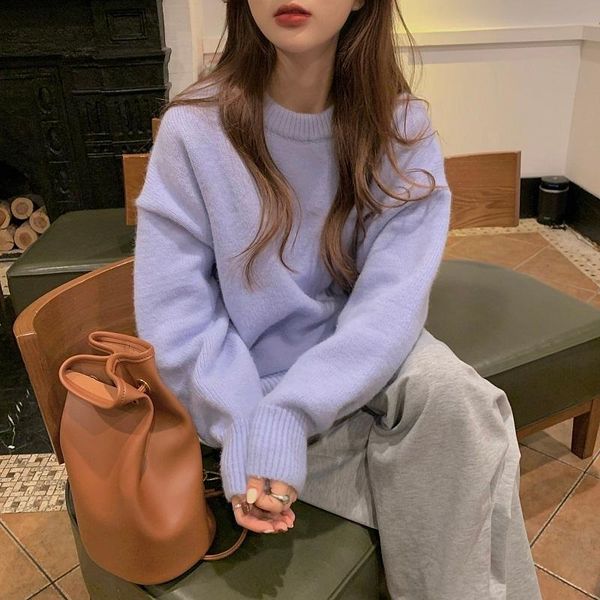 women's sweaters blue purple pullover sweater spring autumn 2021 lazy wind loose outer knitted top, White;black
women's sweaters blue purple pullover sweater spring autumn 2021 lazy wind loose outer knitted top, White;black