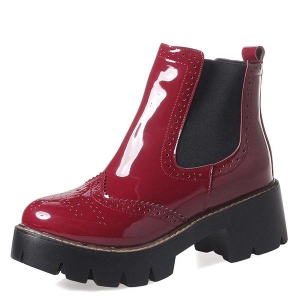 boots women shoes 2021 winter est fashion round toe patent leather med hoof heels platform slip-on ankle size 34-43, Black
boots women shoes 2021 winter est fashion round toe patent leather med hoof heels platform slip-on ankle size 34-43, Black