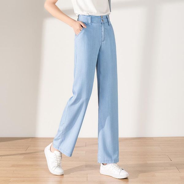 women's jeans of 2021 female trousers light soft, loose wide-legged pants high waist tencel straight 20139, Blue
women's jeans of 2021 female trousers light soft, loose wide-legged pants high waist tencel straight 20139, Blue