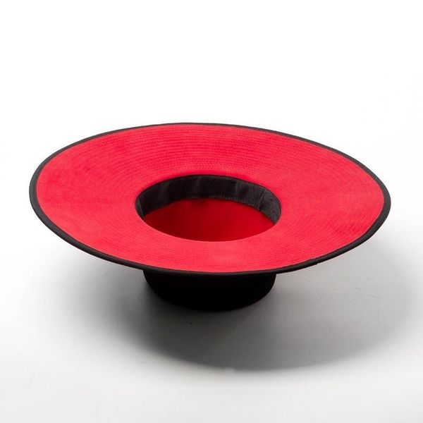 stingy brim hats black and red double layer color matching woolen women flat big hat ladies fashion party luxury fedora female cap, Blue;gray
stingy brim hats black and red double layer color matching woolen women flat big hat ladies fashion party luxury fedora female cap, Blue;gray