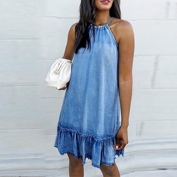 casual dresses sleeveless mini soft jeans dress women frilled ruffles summer sundress short denim beach cotton, Black;gray
casual dresses sleeveless mini soft jeans dress women frilled ruffles summer sundress short denim beach cotton, Black;gray