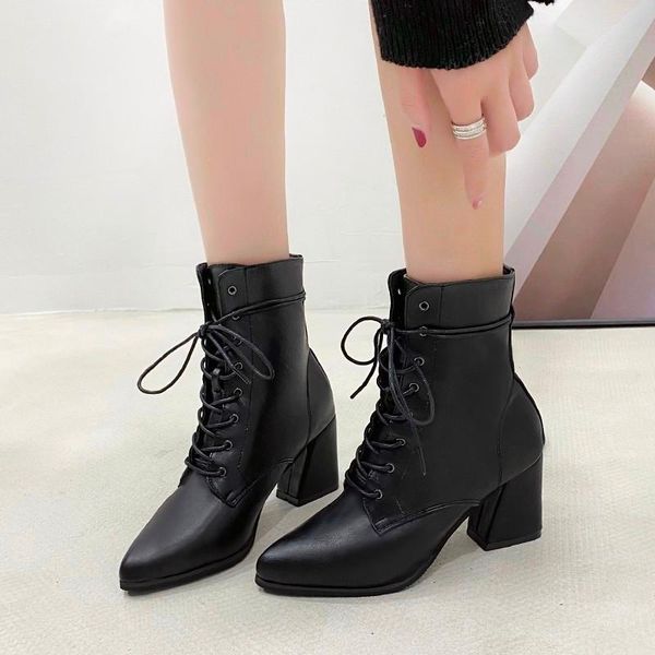 boots lace up women winter warm square block chunky high heels knight combat ankle lady shoes plus pointed toe, Black
boots lace up women winter warm square block chunky high heels knight combat ankle lady shoes plus pointed toe, Black