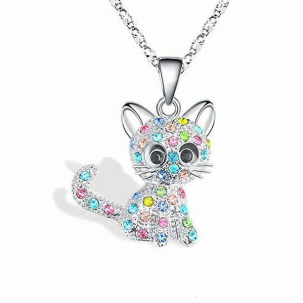 girls cute cat pendant necklace for women children fashion colorful crystal cartoon animal necklaces jewelry gifts, Silver
girls cute cat pendant necklace for women children fashion colorful crystal cartoon animal necklaces jewelry gifts, Silver