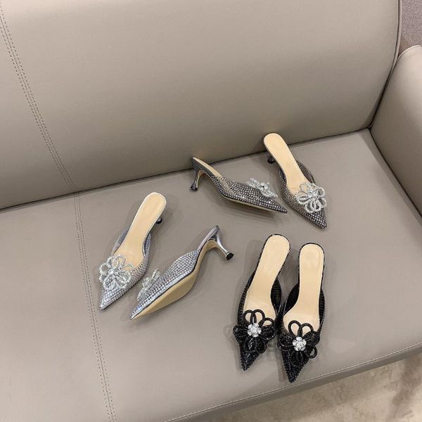 women pointed-toes crystal slippers ladies explosion flowers heels designer shoes zapatillas mujer, Black
women pointed-toes crystal slippers ladies explosion flowers heels designer shoes zapatillas mujer, Black