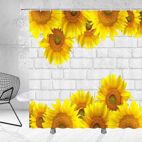 Sunflower Shower Curtain Decor Spring Flower Grey Brick Wall Bathroom Curtain Decor Machine Washable Fabric Bathroom Decor Set
Sunflower Shower Curtain Decor Spring Flower Grey Brick Wall Bathroom Curtain Decor Machine Washable Fabric Bathroom Decor Set