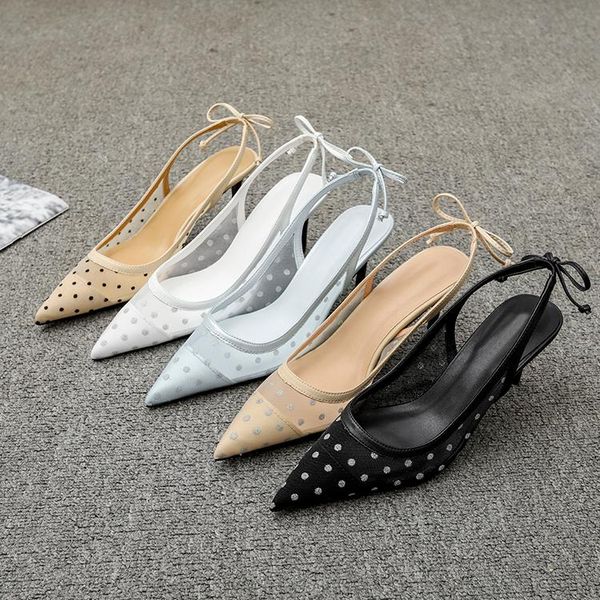 sandals european station 2021 summer pointed bow stiletto heel fairy shoes baotou polka dot mesh women, Black
sandals european station 2021 summer pointed bow stiletto heel fairy shoes baotou polka dot mesh women, Black
