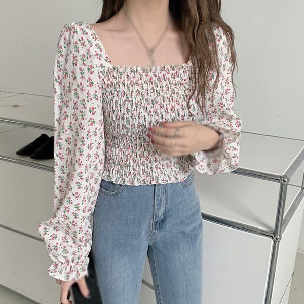 women's blouses & shirts korean fashion long sleeve chiffon blouse women floral print shirt, White
women's blouses & shirts korean fashion long sleeve chiffon blouse women floral print shirt, White