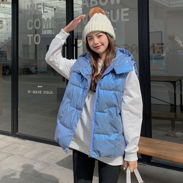 women's vests 2021 autumn and winter cotton vest female loose fashion shiny thickened short bread coat hooded sleeveless jacket, Black;white
women's vests 2021 autumn and winter cotton vest female loose fashion shiny thickened short bread coat hooded sleeveless jacket, Black;white