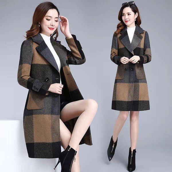 women's wool & blends women lattice woolen overcoat 2021 middle-aged mother winter add cotton/no cotton woole coat female plus size jac, Black
women's wool & blends women lattice woolen overcoat 2021 middle-aged mother winter add cotton/no cotton woole coat female plus size jac, Black