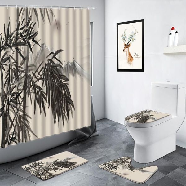 shower curtains mountain ink painting bamboo curtain set bathroom carpet chinese style scenery decor non-slip rugs toilet cover bath mats
shower curtains mountain ink painting bamboo curtain set bathroom carpet chinese style scenery decor non-slip rugs toilet cover bath mats