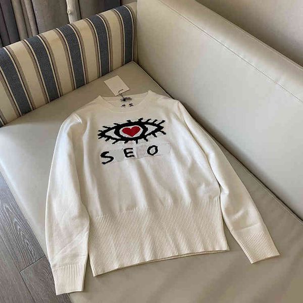 d + autumn and winter french lazy sweet wind love eye knitted women's casual sweater long sleeve top, White;black
d + autumn and winter french lazy sweet wind love eye knitted women's casual sweater long sleeve top, White;black