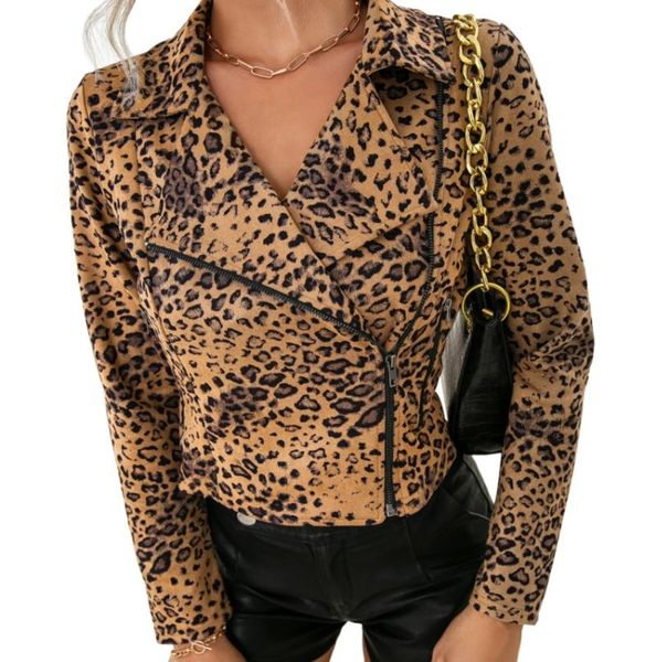 women's jackets women close-fitting short jacket leopard printed pattern long sleeve zipper closure coat, Black;brown
women's jackets women close-fitting short jacket leopard printed pattern long sleeve zipper closure coat, Black;brown
