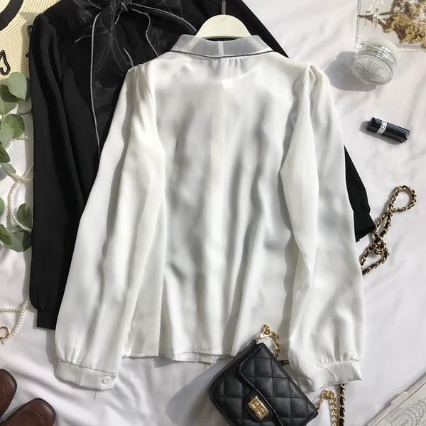 women's blouses & shirts 2021 spring autumn elegant lace up bow blouse women lantern long sleeve solid chiffon shirt slim fit blusas 47, White
women's blouses & shirts 2021 spring autumn elegant lace up bow blouse women lantern long sleeve solid chiffon shirt slim fit blusas 47, White