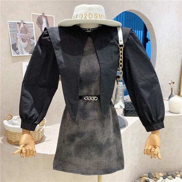 casual dresses niche design women's clothing 2021 autumn winter vintage large lapel waist lace up splicing dress, Black;gray
casual dresses niche design women's clothing 2021 autumn winter vintage large lapel waist lace up splicing dress, Black;gray