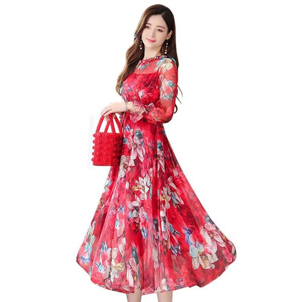 casual dresses elegant ruffles chiffon women long dress spring print mid-calf female vintage flare sleeve, Black;gray
casual dresses elegant ruffles chiffon women long dress spring print mid-calf female vintage flare sleeve, Black;gray