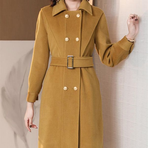 women's wool & blends temperament mid-length woolen coat womens 2021 autumn winter korean fashion all-match camel vintage woolens overc, Black
women's wool & blends temperament mid-length woolen coat womens 2021 autumn winter korean fashion all-match camel vintage woolens overc, Black