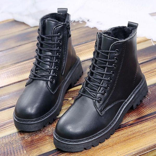boots warm teddy boots of winter solid black leather women's ankle lace to platform street-style casual shoes cmgg
boots warm teddy boots of winter solid black leather women's ankle lace to platform street-style casual shoes cmgg