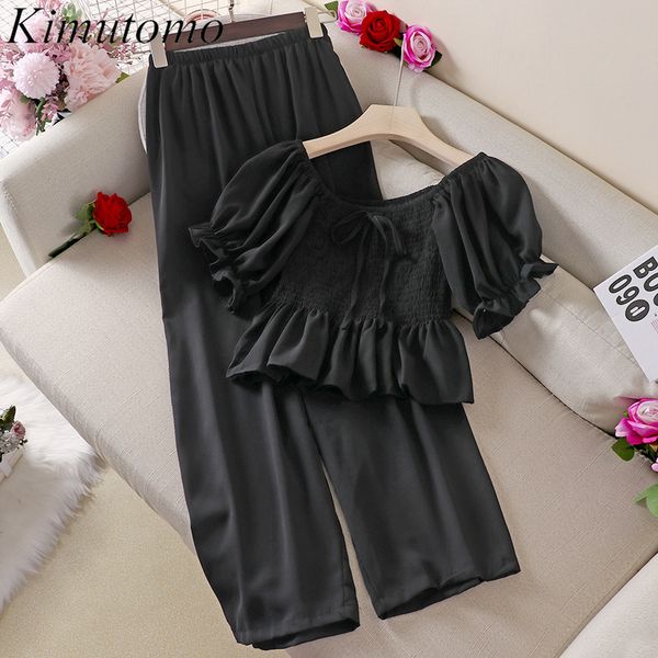 kimutomo women set clothing slash neck flare sleeve ruffles short chiffon and elastic high waist wide leg pants spring 210521, White
kimutomo women set clothing slash neck flare sleeve ruffles short chiffon and elastic high waist wide leg pants spring 210521, White