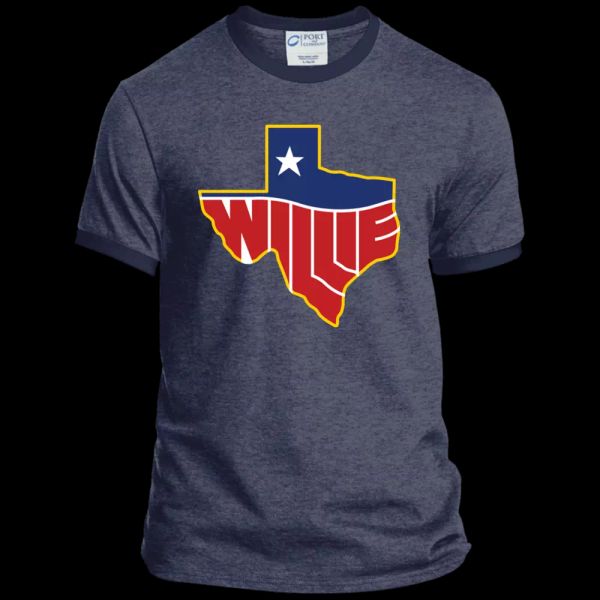 willie nelson, texas map logo, country music - pc54r port & co. ringer tee, White;black
willie nelson, texas map logo, country music - pc54r port & co. ringer tee, White;black