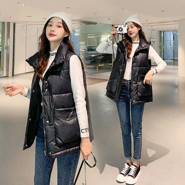 women's vests down cotton vest 2021 korean version of loose waistcoat outer wear all-match jacket fashion, Black;white
women's vests down cotton vest 2021 korean version of loose waistcoat outer wear all-match jacket fashion, Black;white