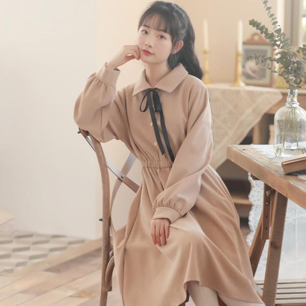 casual dresses 2021 autumn women dress vintage high waist cotton long sleeve slim quality preppy style retro sweet female, Black;gray
casual dresses 2021 autumn women dress vintage high waist cotton long sleeve slim quality preppy style retro sweet female, Black;gray