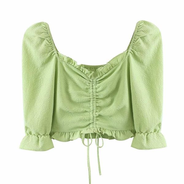 women's blouses & shirts zxqj elegant women square collar 2021 fashion ladies ruffles drawstring short sweet female chic puff sleeve, White
women's blouses & shirts zxqj elegant women square collar 2021 fashion ladies ruffles drawstring short sweet female chic puff sleeve, White