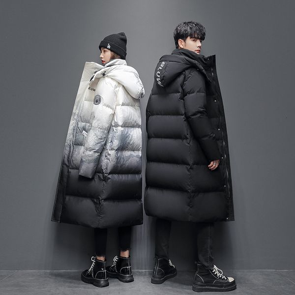 2021 down jacket men's long knee length gradient loose fashion couple korean winter thickened, Black
2021 down jacket men's long knee length gradient loose fashion couple korean winter thickened, Black