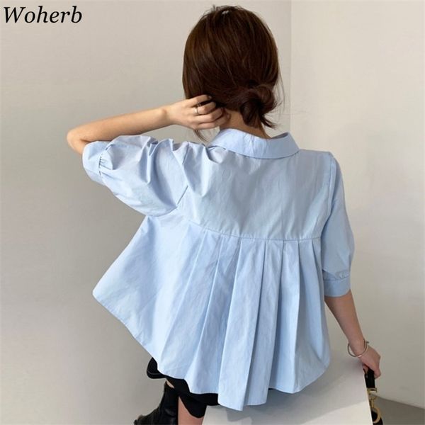summer retro blouses solid loose back pleated streetwear blusas office lady casual chic all match stylish shirts 210519, White
summer retro blouses solid loose back pleated streetwear blusas office lady casual chic all match stylish shirts 210519, White