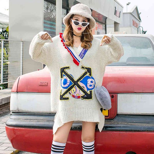 women's sweaters female sweater knitted with sequins, loose casual jacket, punk style, long sleeve, collar in v, kd9p, White;black
women's sweaters female sweater knitted with sequins, loose casual jacket, punk style, long sleeve, collar in v, kd9p, White;black