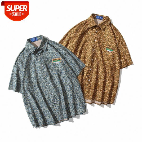lapel cardigan floral men's short-sleeved shirt youth loose casual clothing #bp7c, White;black
lapel cardigan floral men's short-sleeved shirt youth loose casual clothing #bp7c, White;black