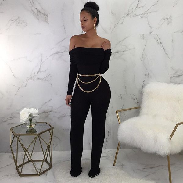 women's jumpsuits & rompers ps002 black off the shoulder long sleeve gold chain straight pantsuit women jumpsuit, Black;white
women's jumpsuits & rompers ps002 black off the shoulder long sleeve gold chain straight pantsuit women jumpsuit, Black;white